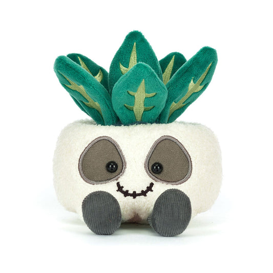 Peluche Amuseables Pot de fleurs Crâne en crème, gris et vert – vue 2