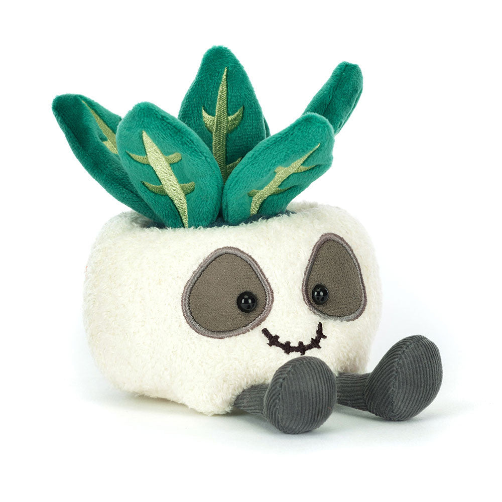 Peluche Amuseables Pot de fleurs Crâne en crème, gris et vert