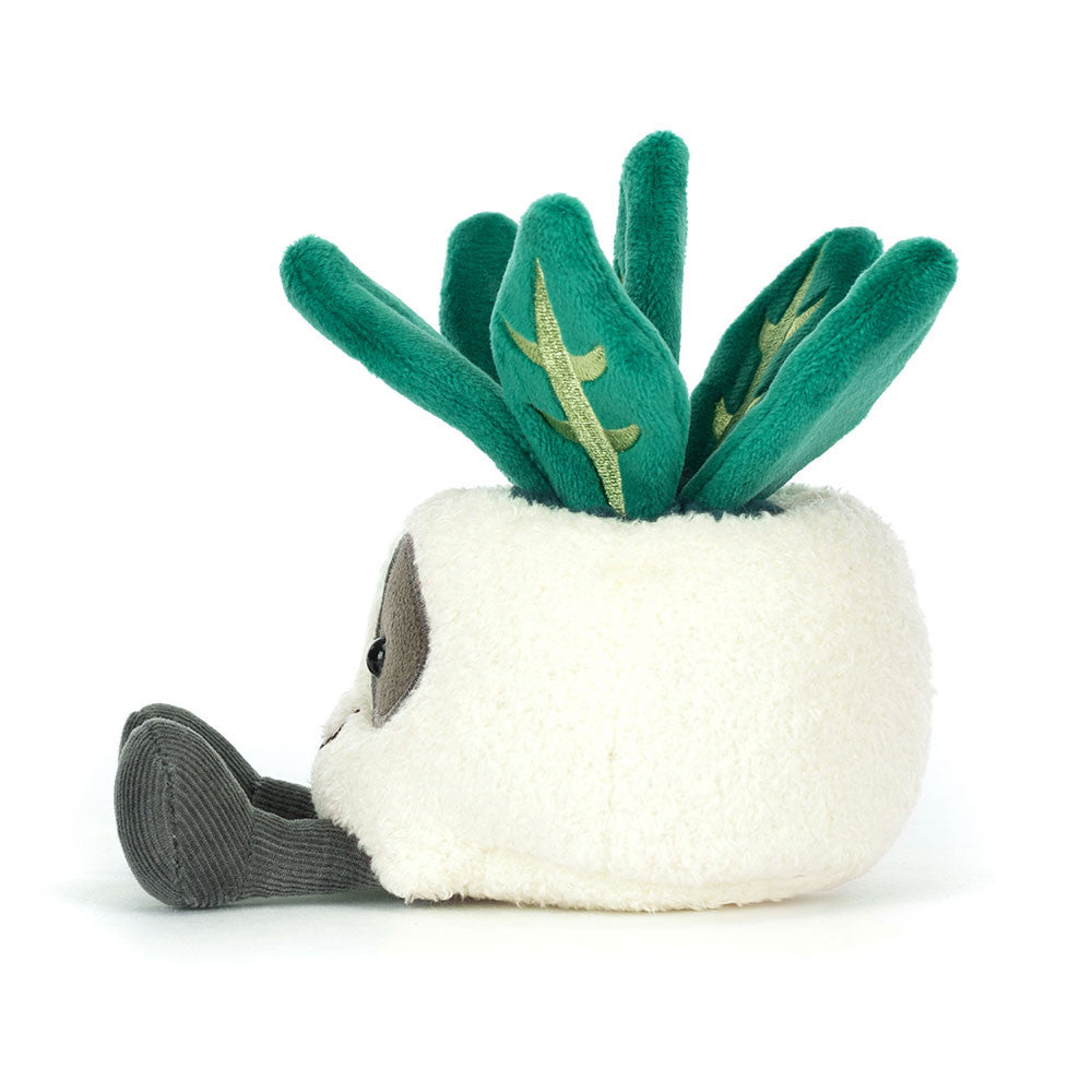 Peluche Amuseables Pot de fleurs Crâne en crème, gris et vert – vue 3