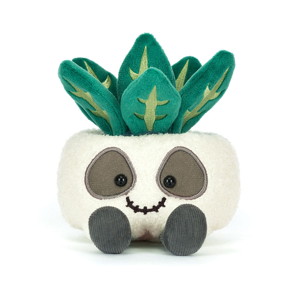Peluche Amuseables Pot de fleurs Crâne en crème, gris et vert – vue 2
