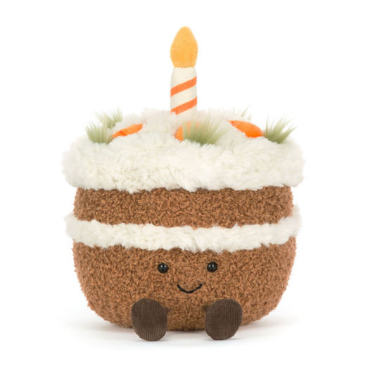 Peluche Amuseables Gâteau à la carotte en marron avec glaçage et bougie
