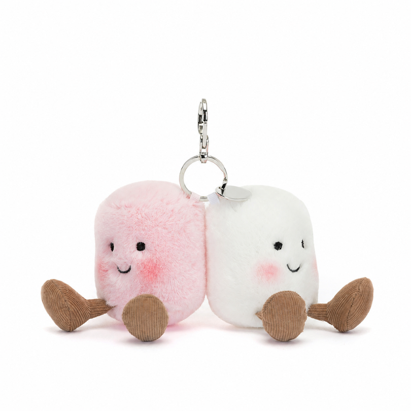Porte-clé Paire de guimauves Amuseables blanc et rose
