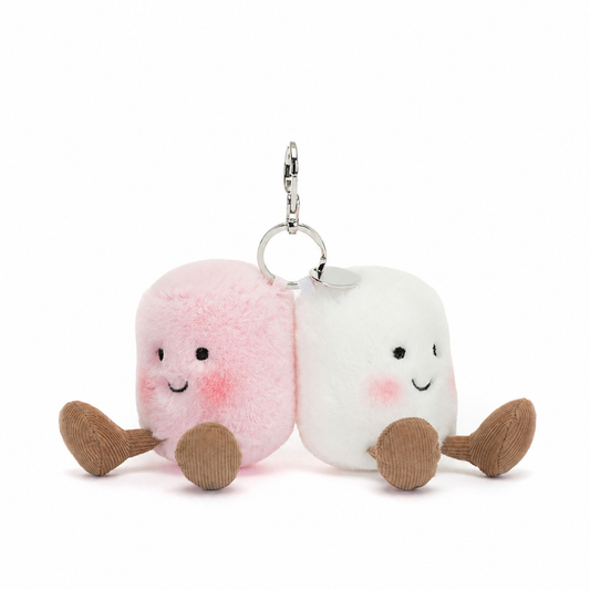 Porte-clé Paire de guimauves Amuseables blanc et rose