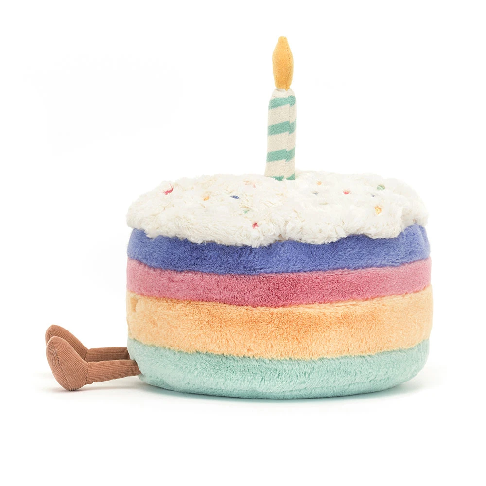 Peluche Gâteau d'anniversaire arc-en-ciel Amuseables crème – vue 2
