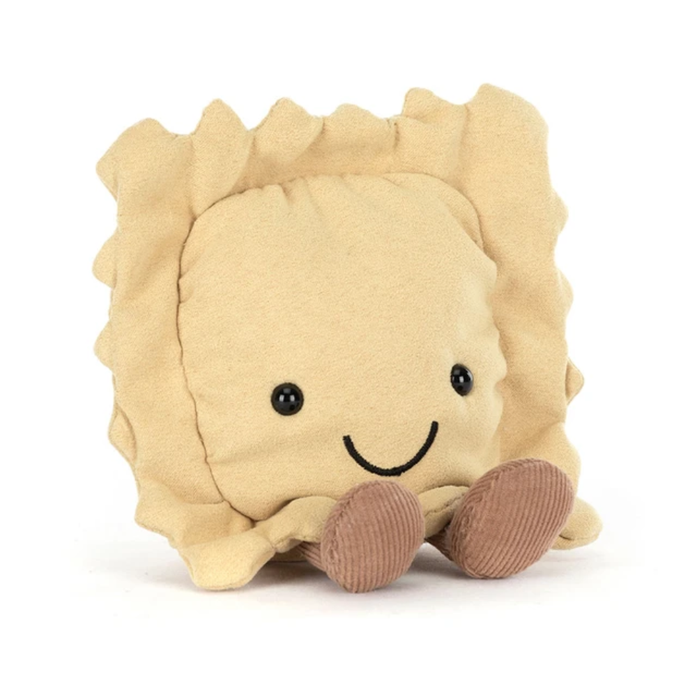Peluche Amuseables Ravioli beige sur le thème des pâtes