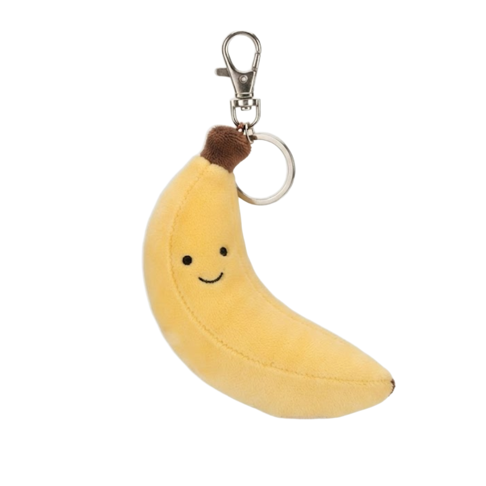 Porte-clé banane en peluche jaune