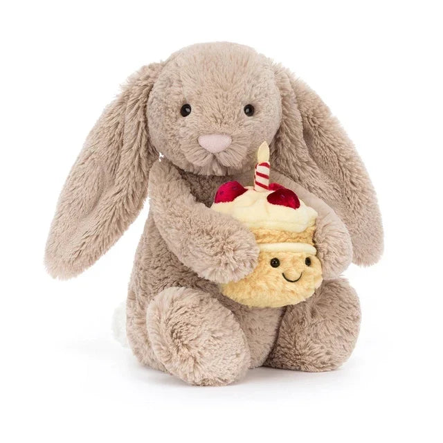 Peluche Lapin Bashful Beige « Anniversaire » en kaki