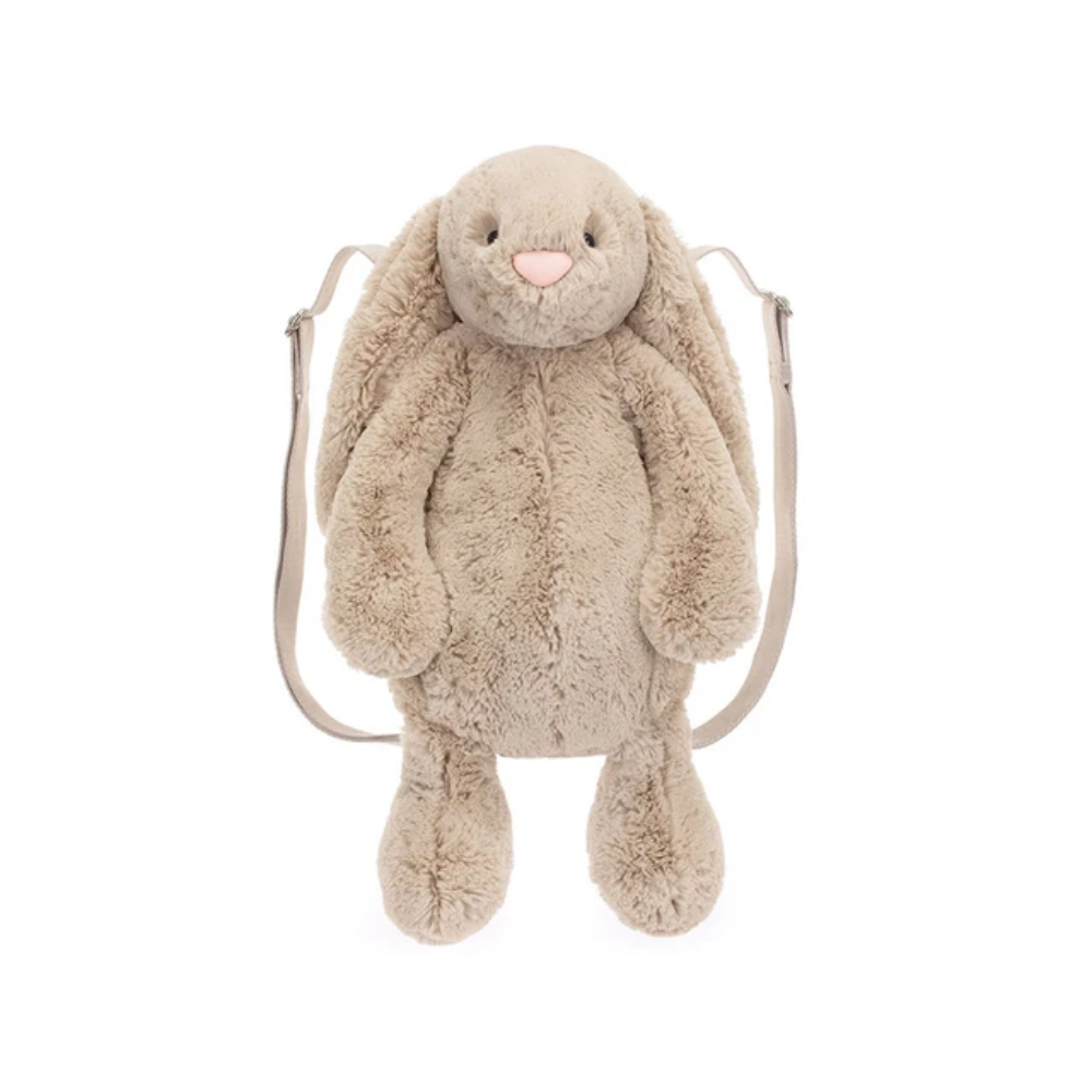 Peluche sac à dos lapin beige Bashful