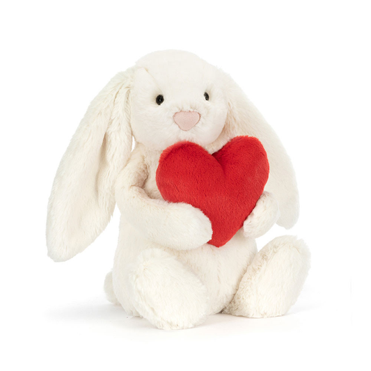Peluche Lapin Bashful Cœur d'amour rouge blanche