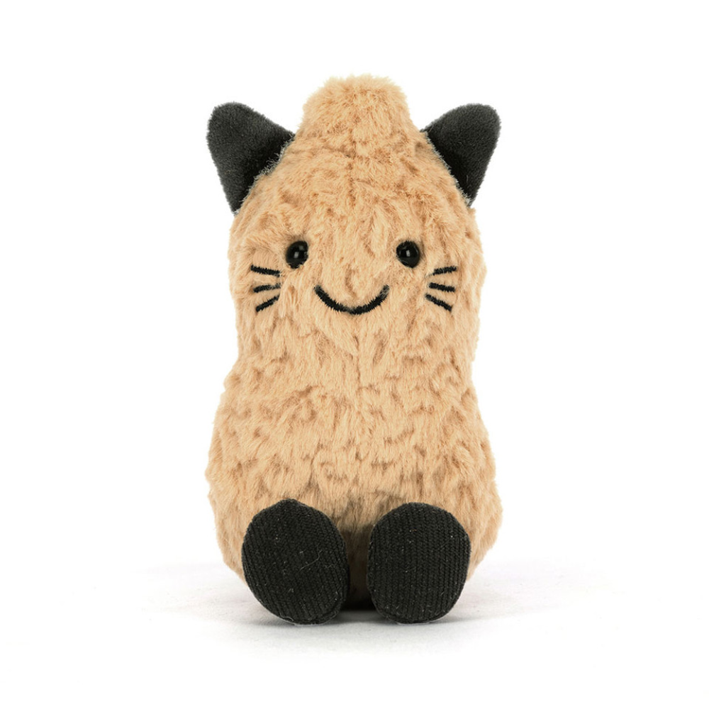 Peluche Amuseables Cacahuète déguisée en chat en beige