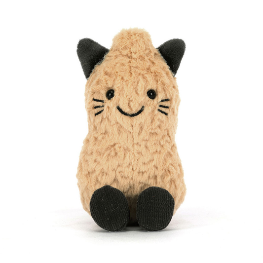 Peluche Amuseables Cacahuète déguisée en chat en beige