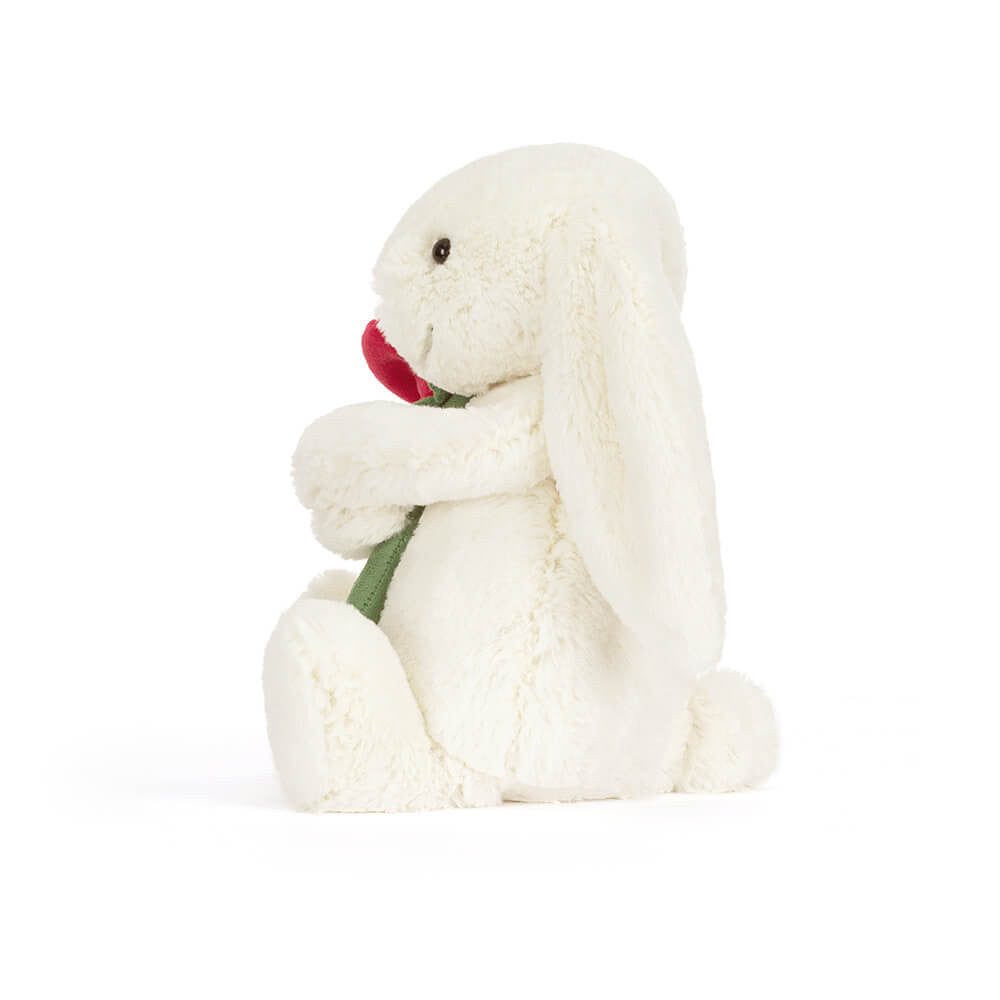 Peluche Lapin Crème à la Rose en crème – vue 3