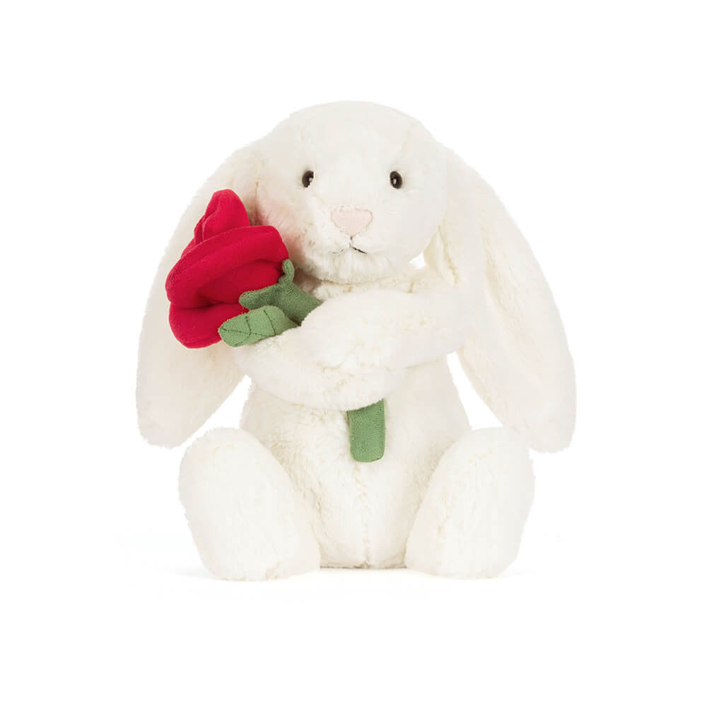 Peluche Lapin Crème à la Rose en crème