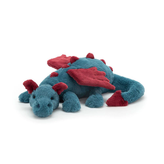 Peluche Dragon Dexter en bleu marine