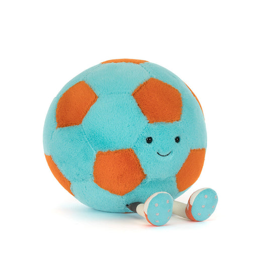 Peluche Amuseables Ballon de football en bleu et orange